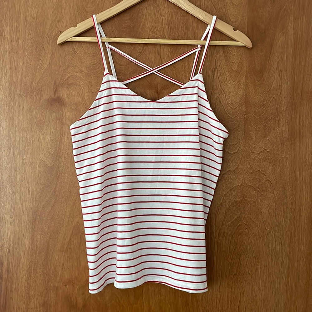 Red and white striped tank top
